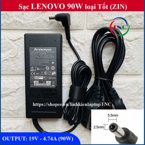 Sạc Laptop Lenovo 19V 4.74A Chính Hãng ZIN - Kèm Dây Nguồn, Bảo Hành 12 Tháng, Đèn Báo Nguồn
