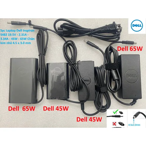 [Sạc zin] Sạc Laptop Dell Inspiron 5482 19.5V - 2.31A - 3.34A - 45W - 65W Chân kim nhỏ 4.5 x 3.0 mm PHỤ KIỆN LAPTOP