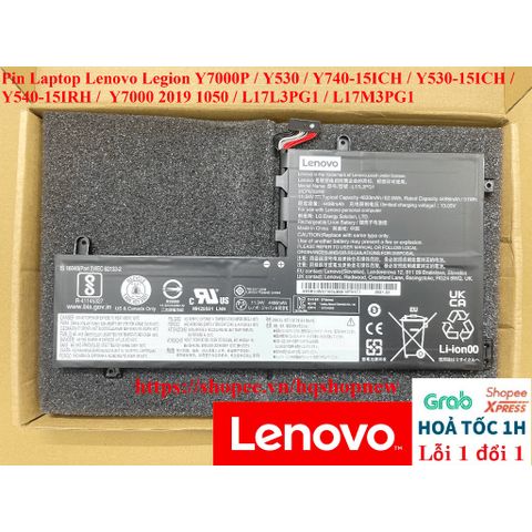 Pin Laptop Lenovo Legion Y7000P/Y530/Y740-15ICH - Pin Li-ion Đen 100% Chính Hãng, Bảo Hành 6 Tháng, Tương Thích Với Nhiều Dòng Máy