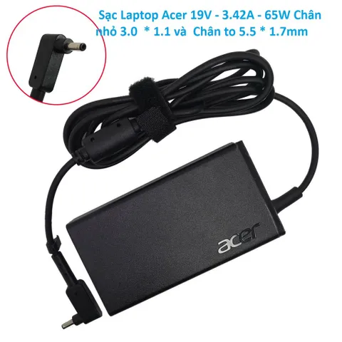Sạc Laptop Acer 19V - 3.42A - 65W Chân nhỏ 3.0  * 1.1 và  Chân to 5.5 * 1.7mm PHỤ KIỆN LAPTOP