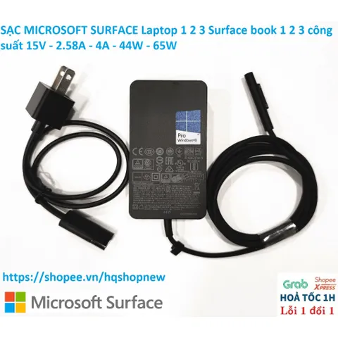 [Sạc zin] SẠC MICROSOFT SURFACE Laptop 1 2 3 Surface book 1 2 3 công suất 15V - 2.58A - 4A - 44W - 65W PHỤ KIỆN LAPTOP