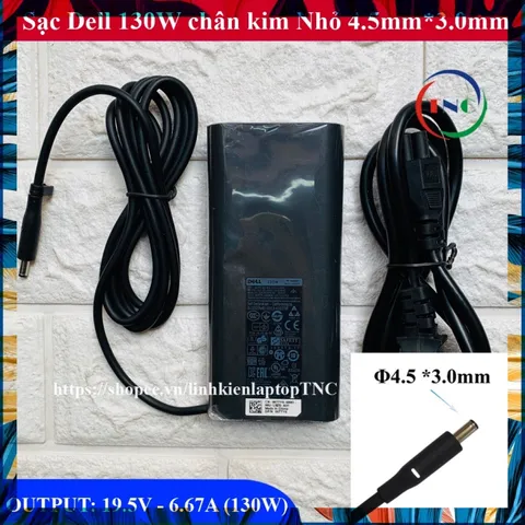 Sạc Laptop DELL 19.5V 6.67A 130W DELL XPS15 9530 9550 9560 9570 M3800 Precision 5530 chân tròn nhỏ 4.5*3.0mm (Ovan 130W)