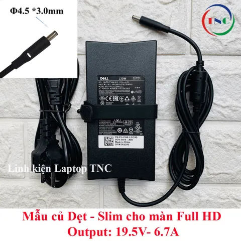 Sạc Laptop DELL 19.5V 6.67A 130W DELL XPS15 9530 9550 9560 9570 M3800 Precision 5530 chân tròn nhỏ 4.5*3.0mm (Ovan 130W)