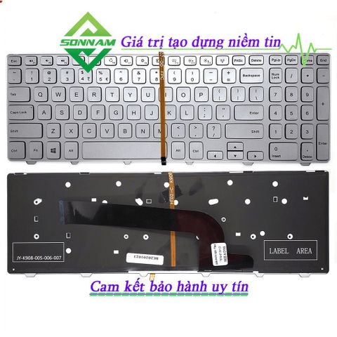 Bàn phím laptop Dell Inspiron 15-7000 15-7537 - LED Backlit, Bạc - Phụ Kiện Thay Thế Chất Lượng Cao, Bảo Hành Đổi Mới