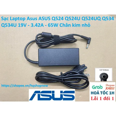 Sạc Laptop Asus ASUS Q524 Q524U Q524UQ Q534 Q534U 19V - 3.42A - 65W Chân kim nhỏ PHỤ KIỆN LAPTOP