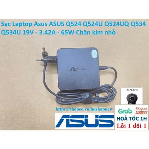 Sạc Laptop Asus ASUS Q524 Q524U Q524UQ Q534 Q534U 19V - 3.42A - 65W Chân kim nhỏ PHỤ KIỆN LAPTOP