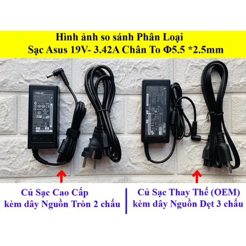 [Chân To] Sạc Laptop Asus X44h , K43e , K42 , K53e , X401A kích thước chân sạc thường to 5.5mm*2.5mm PHỤ KIỆN LAPTOP