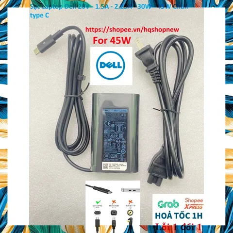 [Sạc zin] Sạc Laptop Dell 20V - 1.5A - 2.25A - 30W - 45W Chân type C PHỤ KIỆN LAPTOP