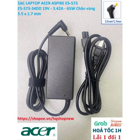 [Sạc zin] SẠC LAPTOP ACER ASPIRE E5-573 E5-573-34DD 19V - 3.42A - 65W Chân vàng 5.5 x 1.7 mm PHỤ KIỆN LAPTOP
