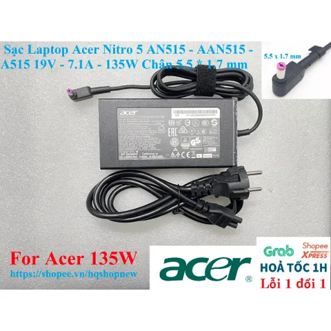 Sạc laptop Acer Aspire V15 V5-591, V5-591G-54EK 19V - 7.1A - 135W  Chân 5.5 *1.7 mm PHỤ KIỆN LAPTOP