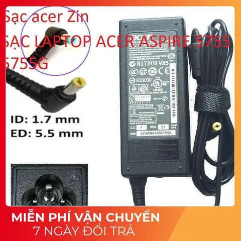 [Sạc zin] SẠC LAPTOP ACER ASPIRE 5755 5755G 19V - 3.42A - 65W Chân vàng 5.5 x 1.7 mm PHỤ KIỆN LAPTOP