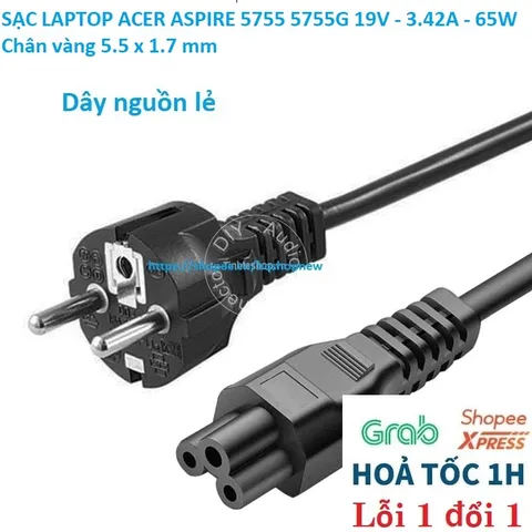 [Sạc zin] SẠC LAPTOP ACER ASPIRE 5755 5755G 19V - 3.42A - 65W Chân vàng 5.5 x 1.7 mm PHỤ KIỆN LAPTOP
