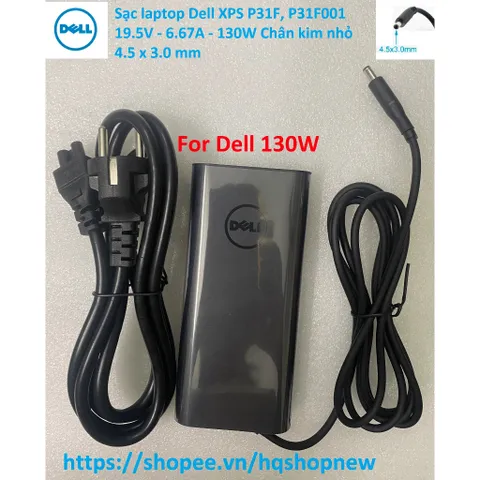 [Sạc zin] Sạc laptop Dell XPS P31F, P31F001 19.5V - 6.67A - 130W Chân kim nhỏ 4.5 x 3.0 mm PHỤ KIỆN LAPTOP