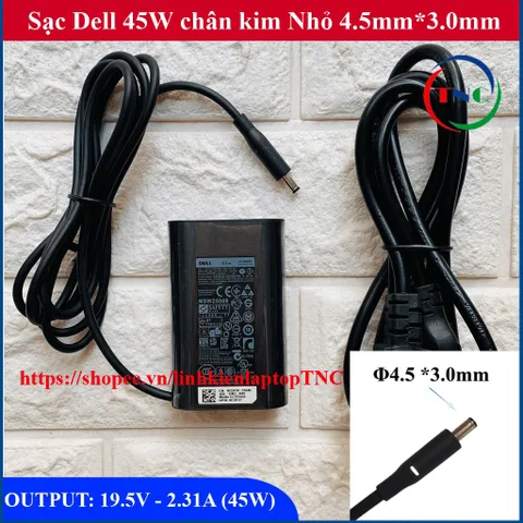 🔝 Sạc Laptop Dell Oval 19.5V 2.31A 45W chân kim nhỏ - XPS 13 (Dell Ovan 45w)