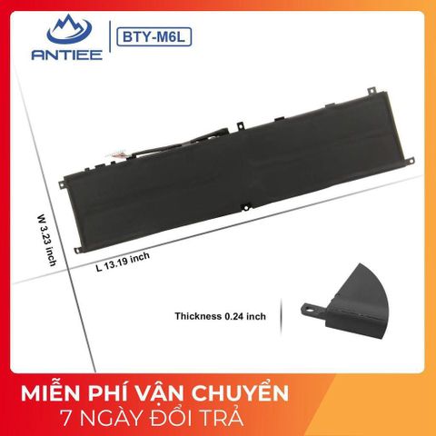 Pin laptop MSI BTY-M6L GS65 GS75 PS42 PS63 P65 Stealth Thin - Pin chính hãng 80.25wh, Đen, Bảo hành 100% - Phụ kiện laptop chất lượng cao