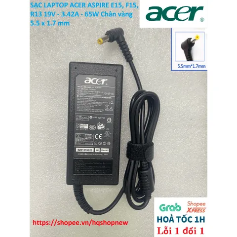 [Sạc zin] SẠC LAPTOP ACER ASPIRE E15, F15, R13 19V - 3.42A - 65W Chân vàng 5.5 x 1.7 mm PHỤ KIỆN LAPTOP