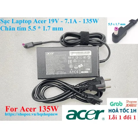 [Sạc zin] Sạc Laptop Acer 19V - 7.1A - 135W Chân tím 5.5 * 1.7 mm PHỤ KIỆN LAPTOP