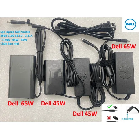 [Sạc zin] Sạc laptop Dell Vostro 3568 5100 19.5V - 2.31A - 3.34A - 45W - 65W Chân kim nhỏ PHỤ KIỆN LAPTOP
