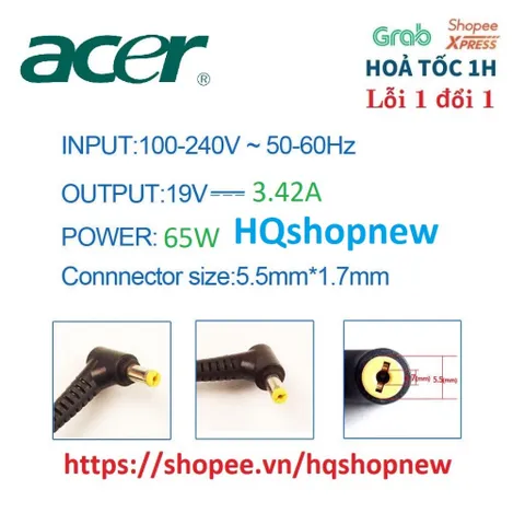 [Sạc zin] SẠC LAPTOP ACER ASPIRE V5-431 V5-431G V5-431P V5-431PG 19V - 2.37A - 45W Chân vàng 5.5 x 1.7 mm PHỤ KIỆN LAPTO