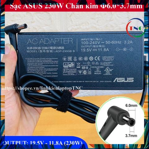 Sạc Laptop Asus 230W 19.5V - 11.8A Chân Kim To 6.0mm cho GL502, GL503, TUF, ROG, Zephyrus G15 - Phụ Kiện Chất Lượng cao