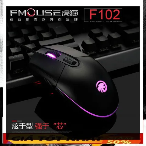 🔆 Chuột văn phòng Led Rgb 3500Dpi F102 Led Rgb 3500Dpi Fmouse Ergonomic Đen Trắng có hỗ trợ phần mềm tuỳ chỉnh chuyên n