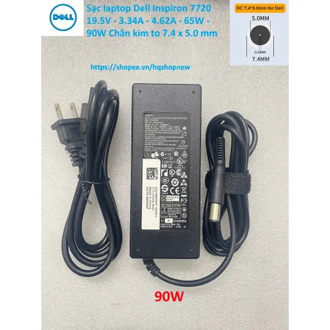 [Sạc zin] Sạc laptop Dell Inspiron 7720 19.5V - 3.34A - 4.62A - 65W - 90W Chân kim to 7.4 x 5.0 mm PHỤ KIỆN LAPTOP