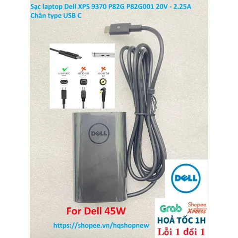 [Sạc zin] Sạc laptop Dell XPS 9370 P82G P82G001 20V - 2.25A Chân type USB C PHỤ KIỆN LAPTOP
