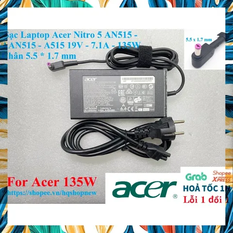 [Sạc zin] Sạc Laptop Acer Nitro 5 AN515 - AAN515 - A515 19V - 7.1A - 135W Chân 5.5 * 1.7 mm PHỤ KIỆN LAPTOP