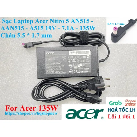 [Sạc zin] Sạc Laptop Acer Nitro 5 AN515 - AAN515 - A515 19V - 7.1A - 135W Chân 5.5 * 1.7 mm PHỤ KIỆN LAPTOP