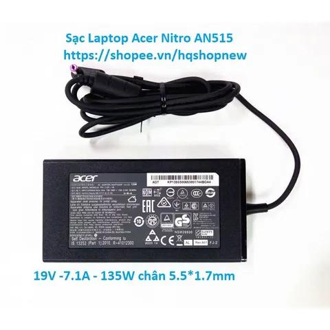 [Sạc zin] Sạc Laptop Acer Nitro 5 AN515 - AAN515 - A515 19V - 7.1A - 135W Chân 5.5 * 1.7 mm PHỤ KIỆN LAPTOP