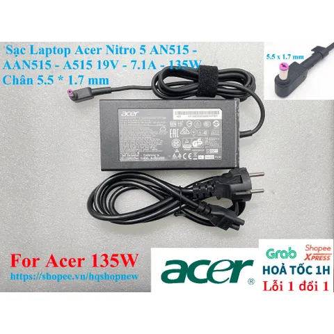 [Sạc zin] Sạc Laptop Acer Nitro 5 AN515 - AAN515 - A515 19V - 7.1A - 135W Chân 5.5 * 1.7 mm PHỤ KIỆN LAPTOP