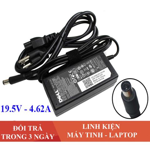 Sạc Laptop Dell 19.5V 4.62A (90w) Chân Kim To E6420 E6520 3442 3443 3543 + Tặng Dây Nguồn
