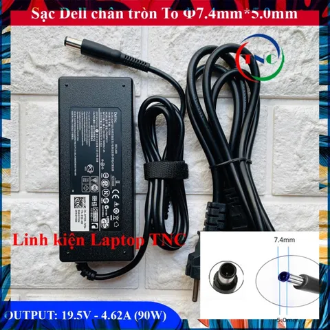[Chân To] Sạc Laptop Dell 19.5V  3.34A / 4.62A Chân Kim TO 7.4x5.0mm - Tặng kèm dây nguồn - hàng nhập khẩu PHỤ KIỆN LAPT