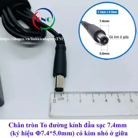 [Chân To] Sạc Laptop Dell 19.5V  3.34A / 4.62A Chân Kim TO 7.4x5.0mm - Tặng kèm dây nguồn - hàng nhập khẩu PHỤ KIỆN LAPT