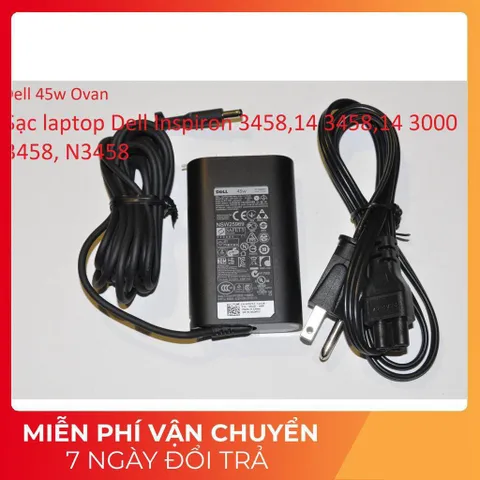 [Sạc zin] Sạc laptop Dell Inspiron 3458 14 3458  14 3000 3458 N3458 19.5V - 2.31A - 3.34A - 45W - 65W Chân kim nhỏ PHỤ K