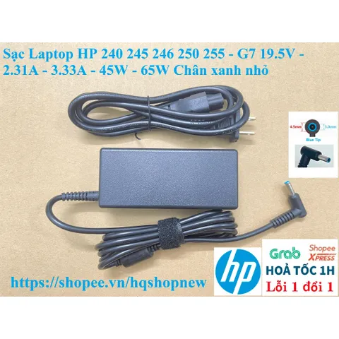 [Sạc zin] Sạc Laptop HP 240 245 246 250 255 - G7 19.5V - 2.31A - 3.33A - 45W - 65W Chân xanh nhỏ PHỤ KIỆN LAPTOP