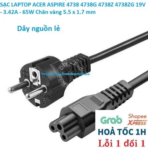 [Sạc zin] SẠC LAPTOP ACER ASPIRE 4738 4738G 4738Z 4738ZG 19V - 3.42A - 65W Chân vàng 5.5 x 1.7 mm PHỤ KIỆN LAPTOP