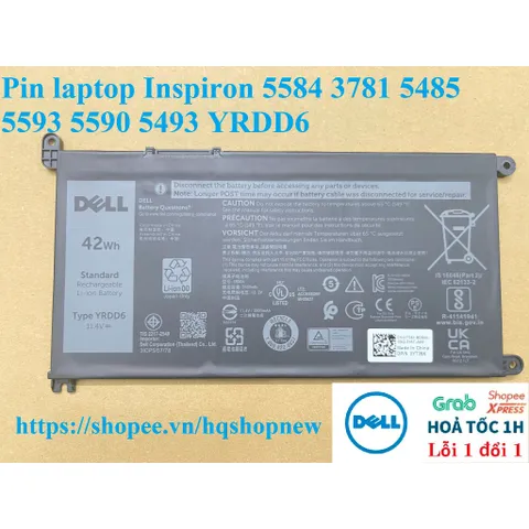 Pin laptop Inspiron 5584 3781 5485 5593 5590 5493 YRDD6 WDX0R PHỤ KIỆN LAPTOP