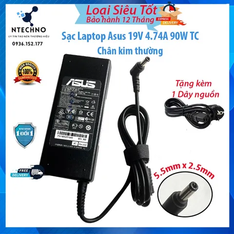 🔝 Sạc Laptop Asus 19v-3.42a/2.37a/1.75a - Sạc Asus chân to/chân nhỏ- Củ Vuông/Hình chữ nhật - Loại tốt-Tặng kèm dây ngu