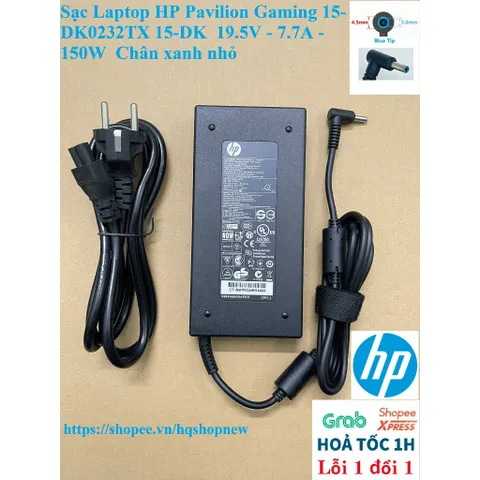 Sạc Laptop HP Pavilion Gaming 15-DK0232TX 15-DK  19.5V - 7.7A - 150W  Chân xanh nhỏ PHỤ KIỆN LAPTOP