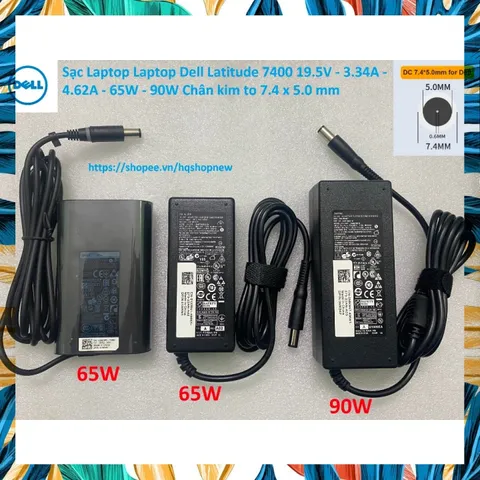 [Sạc zin] Sạc Laptop Laptop Dell Latitude 7400 19.5V - 3.34A - 4.62A - 65W - 90W Chân kim to 7.4 x 5.0 mm PHỤ KIỆN LAPTO