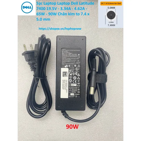 [Sạc zin] Sạc Laptop Laptop Dell Latitude 7400 19.5V - 3.34A - 4.62A - 65W - 90W Chân kim to 7.4 x 5.0 mm PHỤ KIỆN LAPTO