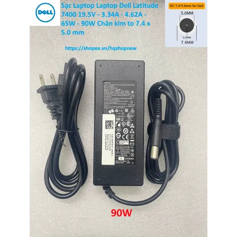 [Sạc zin] Sạc Laptop Laptop Dell Latitude 7400 19.5V - 3.34A - 4.62A - 65W - 90W Chân kim to 7.4 x 5.0 mm PHỤ KIỆN LAPTO