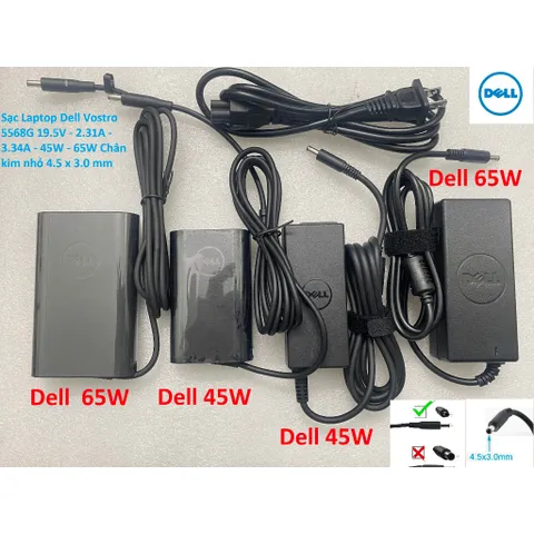 [Sạc zin] Sạc Laptop Dell Vostro 5568G 19.5V - 2.31A - 3.34A - 45W - 65W Chân kim nhỏ 4.5 x 3.0 mm PHỤ KIỆN LAPTOP