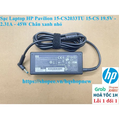 [Sạc zin] Sạc Laptop HP Pavilion 15-CS2033TU 15-CS 19.5V - 2.31A - 45W Chân xanh nhỏ PHỤ KIỆN LAPTOP