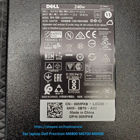 Sạc laptop Dell Precision M6800 M6700 M6600 19.5V - 12.3A - 240W có đèn báo PHỤ KIỆN LAPTOP