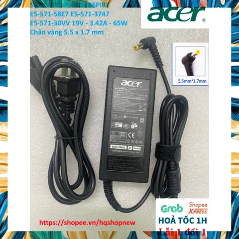 [Sạc zin] SẠC LAPTOP ACER ASPIRE E5-571-58E7 E5-571-3747 E5-571-30VV 19V - 3.42A - 65W Chân vàng 5.5 x 1.7 mm PHỤ KIỆN L