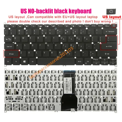 Bàn phím laptop Acer Swift 1 SF114-32 SF114-33 SF114-34 SF114-32 - Có nút nguồn trên phím- Chuẩn US PHỤ KIỆN LAPTOP