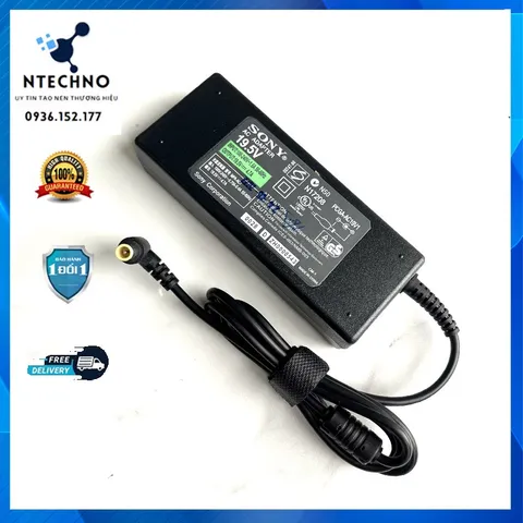 🔝 Sạc Laptop Sony 19.5V 4.7A 90W Tặng kèm dây nguồn Chân kim thường [pt] (Adapter Sony 19.5V - 4,7A)  Bảo hành 12 Tháng