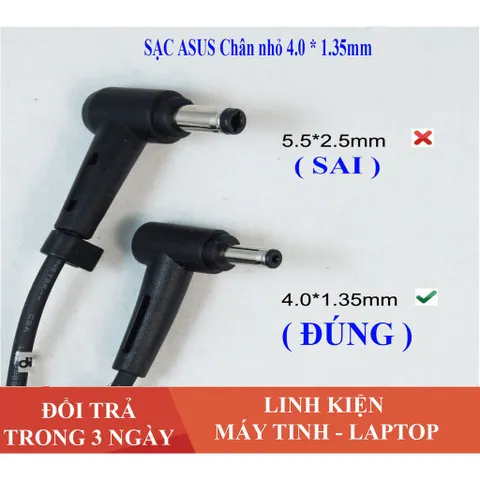 🔝 Sạc Laptop Asus 19V - 2.37A/3.42A Sạc vuông chân nhỏ 1.35 dành cho máy X453 X553 E402 E502 X441